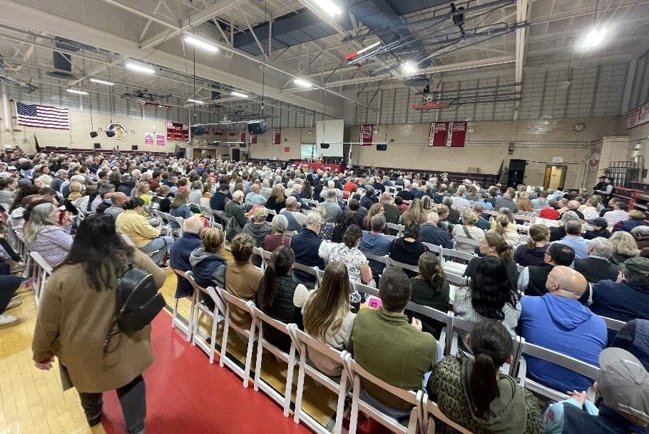 Town Meeting Audience in Gymnasium