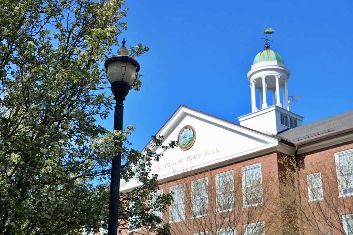 Town Hall in Spring with Lampost