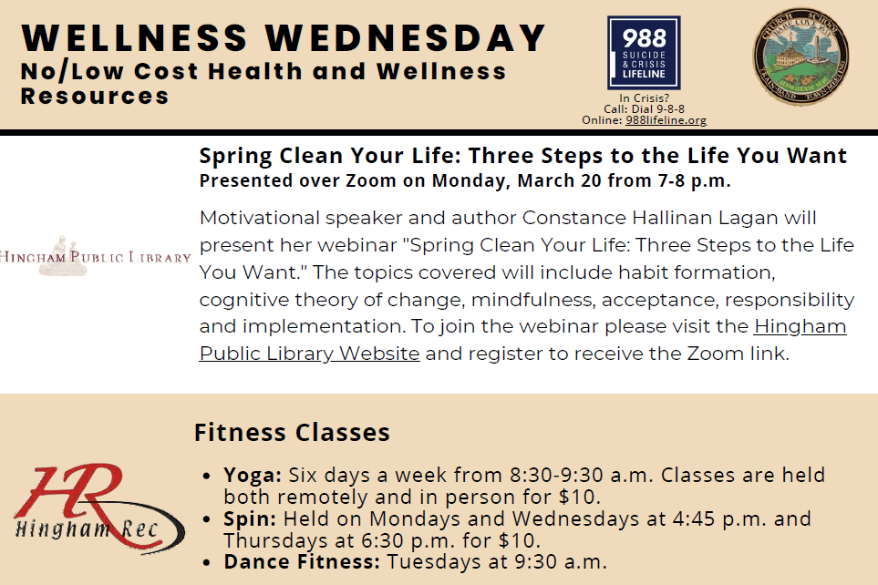Wellness Wednesday flyer showing programs in related file