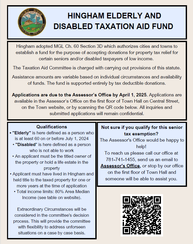 Hingham Elderly & Disabled Taxation Aid Fund Flyer 2025