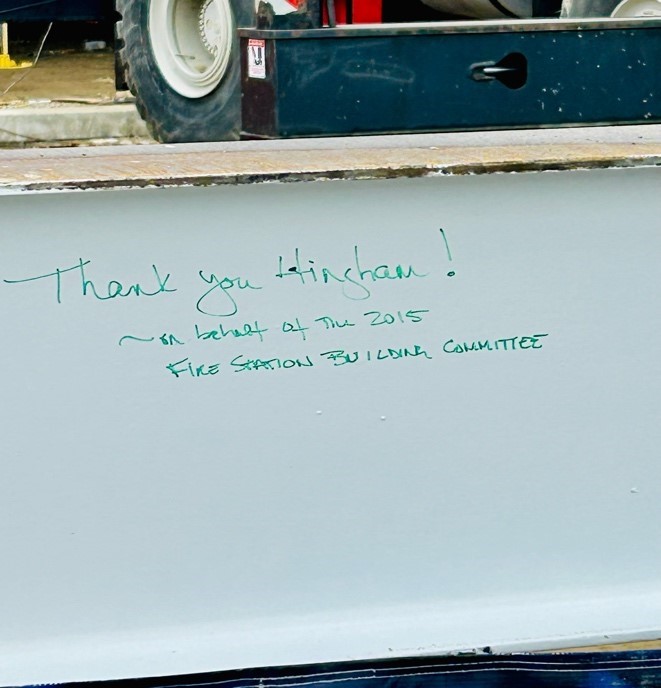 Thank you Hingham, on behalf of the 2015 Fire Station Building Committee